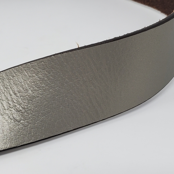 CHICOS ADJUSTABLE METALLIC WIDE LEATHER BELT DOUBLE HAMMERED METAL BUCKLE WOMEN - Picture 5 of 12